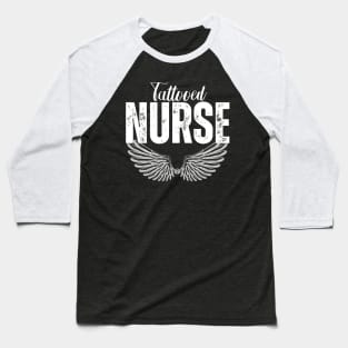 Tattooed Nurse with Angel Wings Baseball T-Shirt